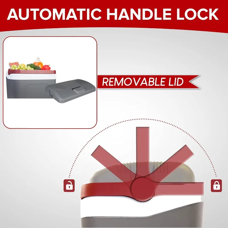 Koolatron Electric Portable Cooler Plug in 12V car Cooler 25 L (26 qt), No Ice Thermo Electric Portable Fridge, Gray/White.