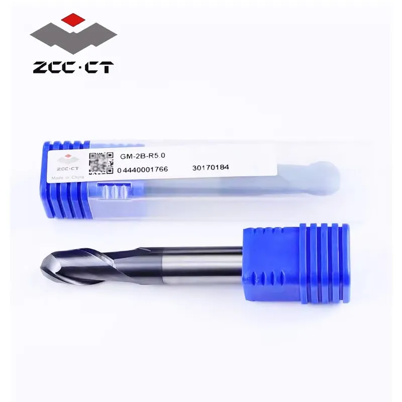 ZCCCT GM-2B 2-Flute Ball Nose End Mills With Straight Shank R0.5~R8.0 HRC50 GM 2B Series For General Machining Ball Nose Slot