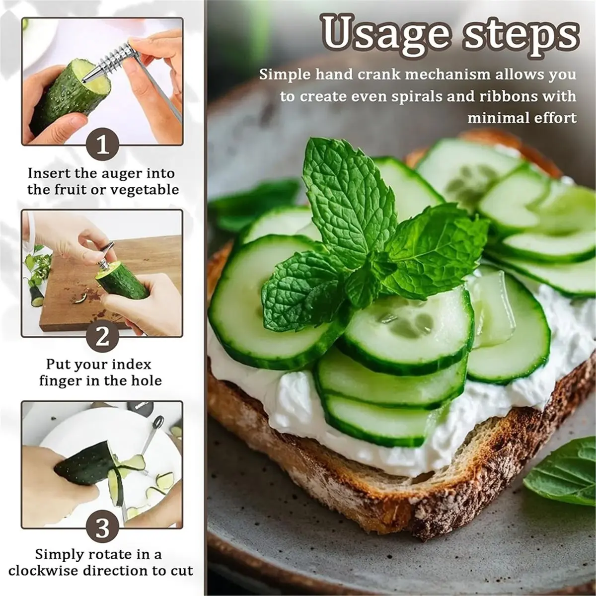 COFA 2-Pack Stainless Steel Piranha Spiral Cutter for Potatoes, Veggies, Cucumbers, and Carrots