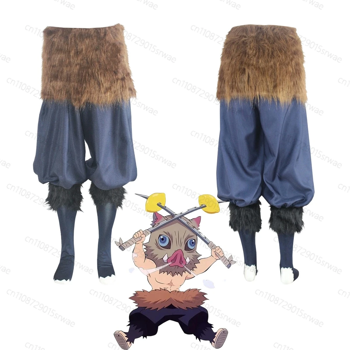 

Adult Anime Demon Killer Cosplay Costumes Hashibira Inosuke for men Mask Black Socks Halloween Christmas Con Clothes Gift