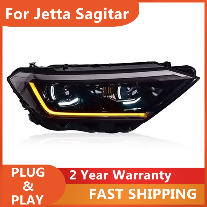 

Car Accessories for VW Sagitar Headlight 2019-2022 Jetta Headlight DRL Turn Signal Low High Beam Projector Lens