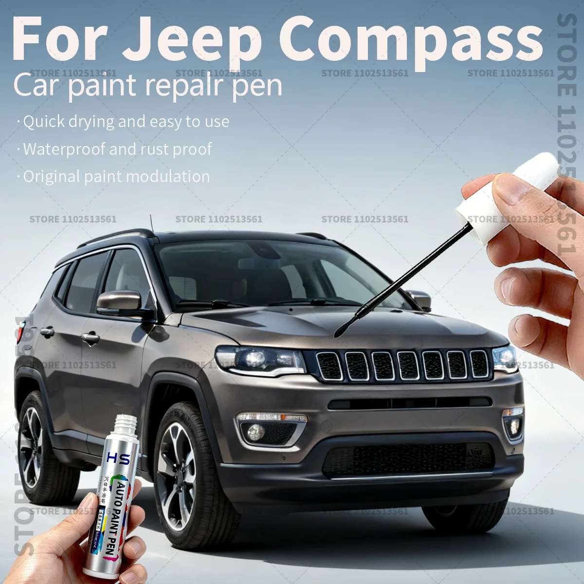 

For Jeep Compass Car Paint Repair Pen Touch Up Scratch Remover DIY Auto Accessories White 296 Black 848 Red JRM Silver Blue SB8