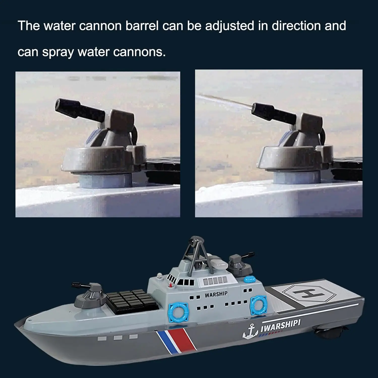 22 "Pollici 56 CENTIMETRI Con Telecomando Nave Da Guerra Corazzata Circraft Carrier 15 km/h 2.4G 8WD RC Barca Spaying Acqua LED Camminata Sul Lago Acqua