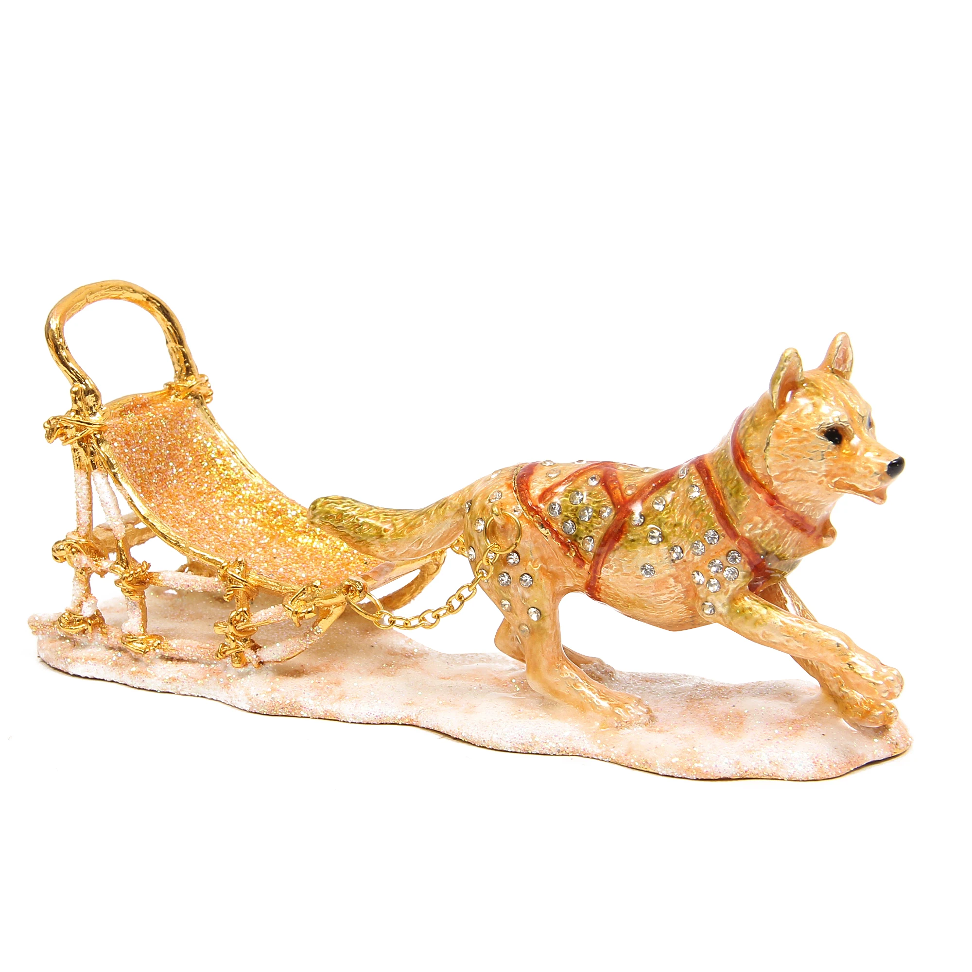 Qifu Home Decoration Gold Color Sled Dog Jewelry Holder