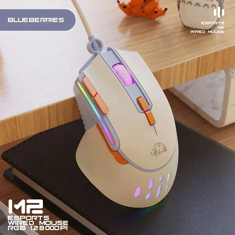 2024 m2 esports macro mouse 12800dpi 9 teclas com fio usb gaming mause programação luminosa ergonômico computador ratos para computador portátil