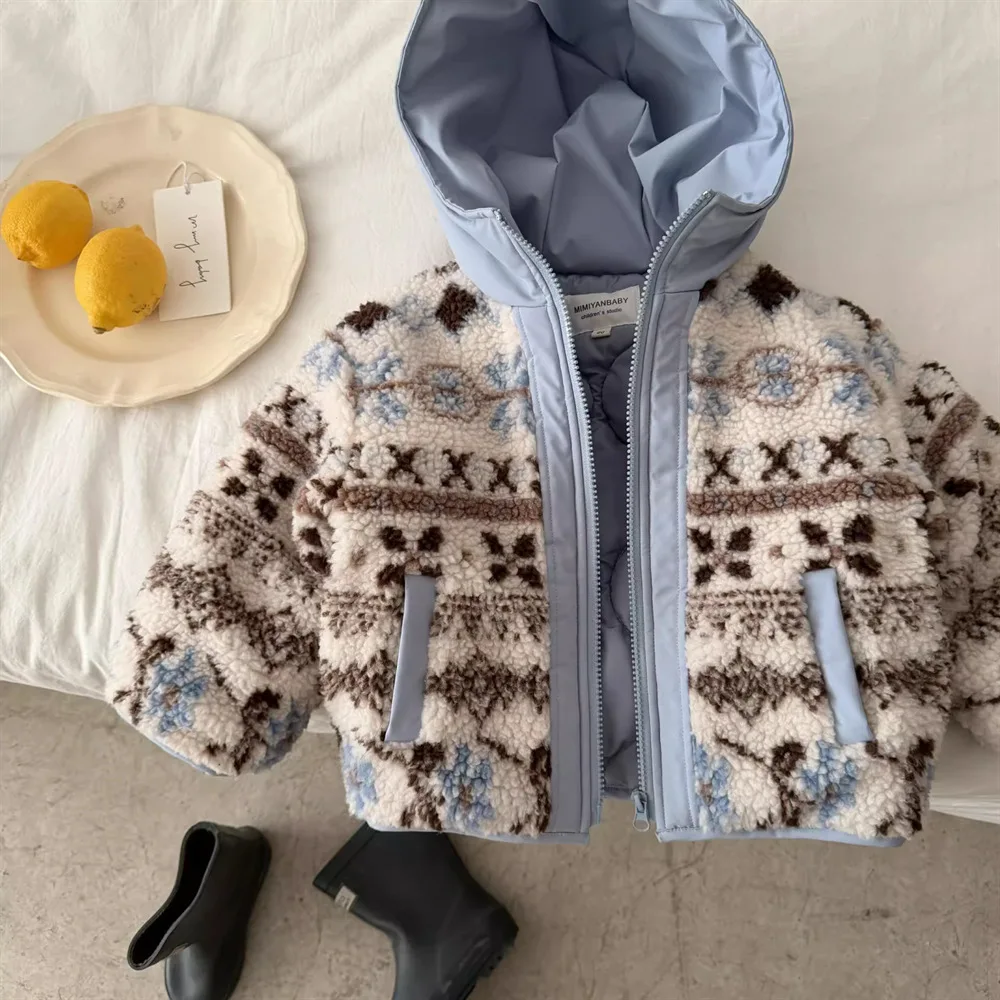 أطفال الصوف معطف مقنع الخريف الشتاء سميكة الدافئة امبسوول سستة القطن الستر للفتيات الفتيان الأطفال ملابس خارجية #3