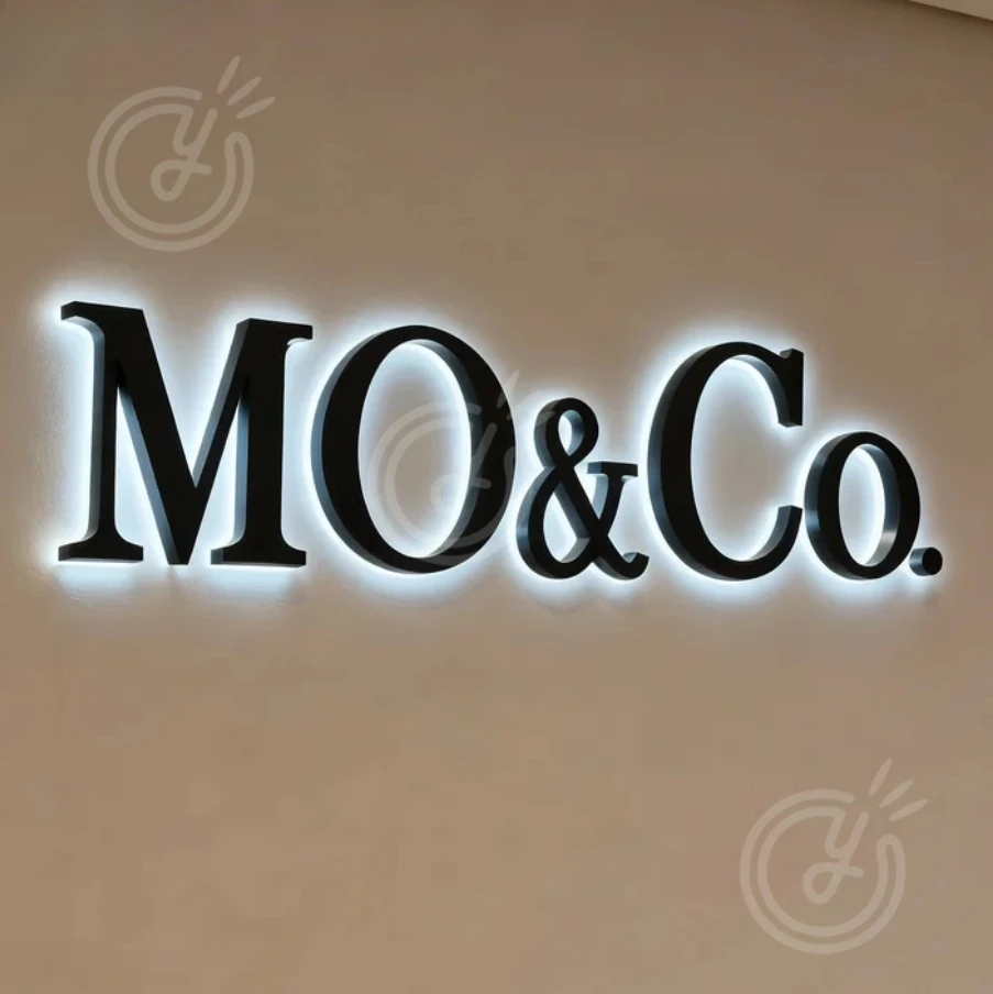 شعار مخصص تسجيل رسالة معدنية الخلفية للأعمال مضيئة صالون في الهواء الطلق LED لافتة Hangul Lightup الإعلان واجهة المتجر