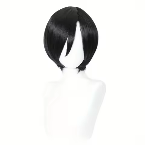Wong Cosplay Wig Short Black Wig Anime Cosplay Wigs Halloween Costumes Heat Resistant Synthetic Wigs