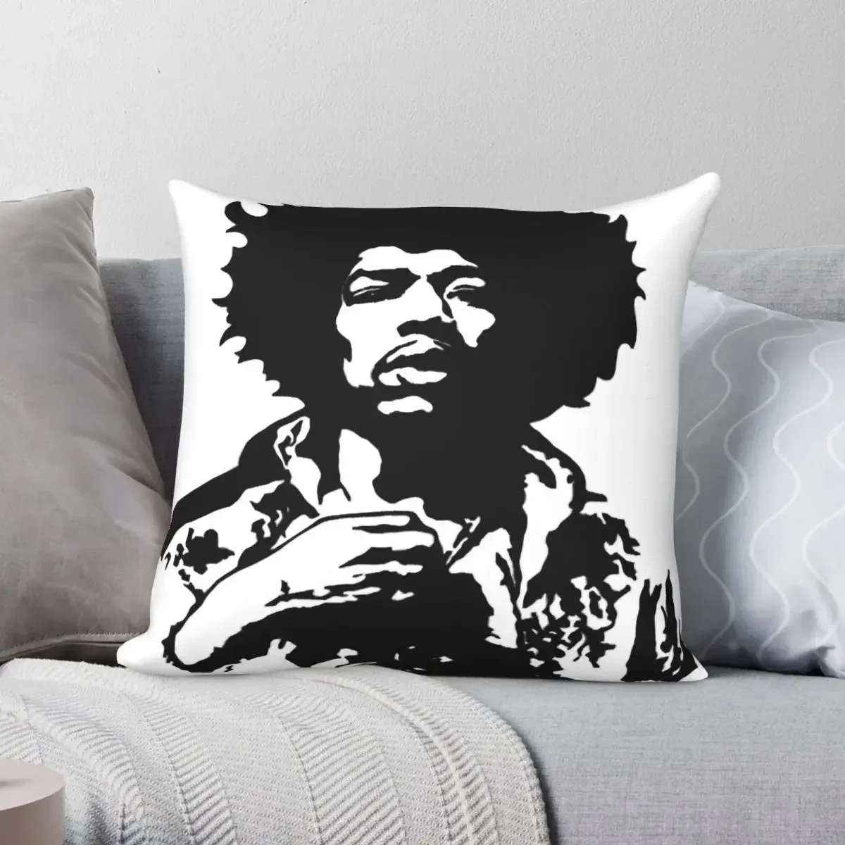 Jimi Hendrixs Pillowcase Polyester Linen Velvet Creative Zip Decor Room Cushion Cover  35x35cm 14x14Inch 40x40cm 16x16Inch