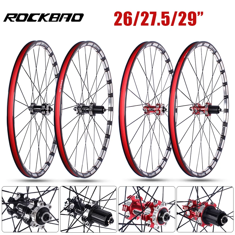 

ROCKBAO 26/27.5/29" Wheelset Carbon Hub MTB Disc Brake 4Bearings Bicycle Wheel Sets Mountain Bike 7-11Speed Thru Axle/QR