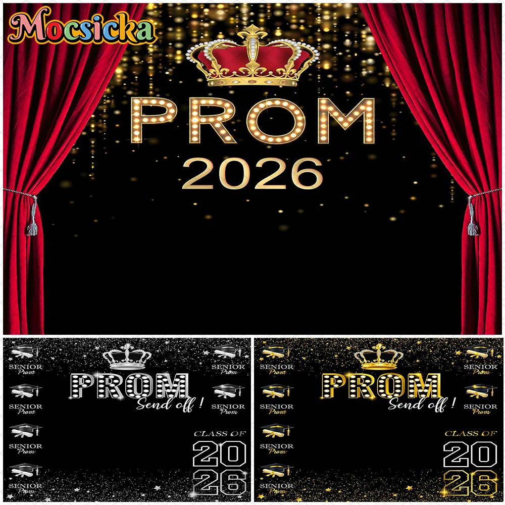 Mocsicka كبار حفلة موسيقية صورة خلفية فئة التخرج الذهب والفضة تاج احتفال اطلاق النار الديكور 2026 خلفية التصوير #1