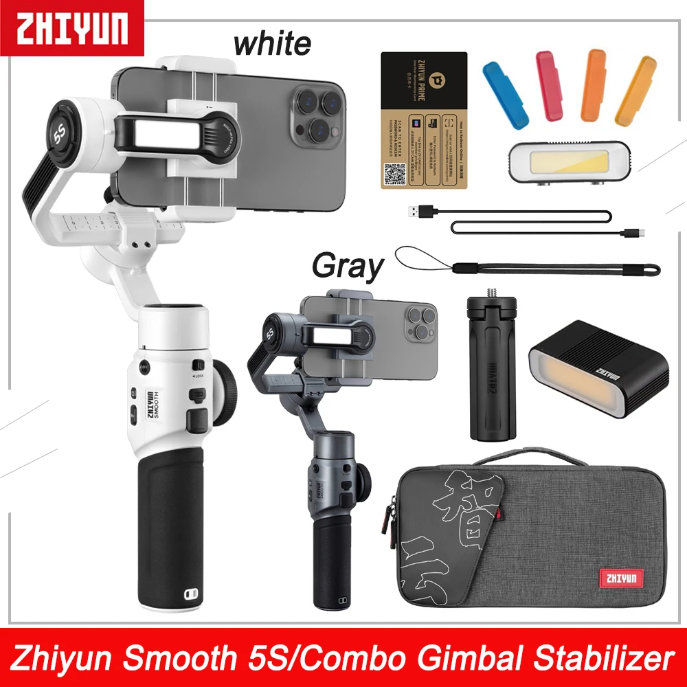 Zhiyun Smooth 5S 3-Axis Handheld Gimbal Stabilizer for Smartphone iPhone 13 12 X 8 7 Plus 6 Plus Samsung Galaxy S8+ S8 S7 S6 S5