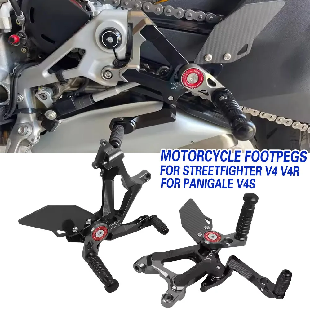 

For Ducati PANIGALE V4S V4 V4R Streetfighter V4 2018-2023 Motorcycle CNC & Carbon Fiber Racing Rearset Footpeg Footrest Rear Set