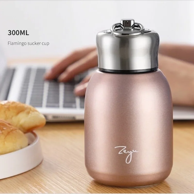 

1Pc 300ML Fashion Mini Coffee Vacuum Flasks Lovely Stainless Steel Thermos Portable Travel Water Bottle With Lid Cups