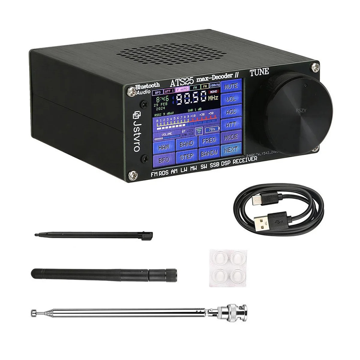 

TOP ATS25 Max Decoder Ⅱ Full Radio DSP FM LW MW SW SSB Receiver 2.4 Inch Touch Screen 64-108MHz Bluetooth Radio Receiver