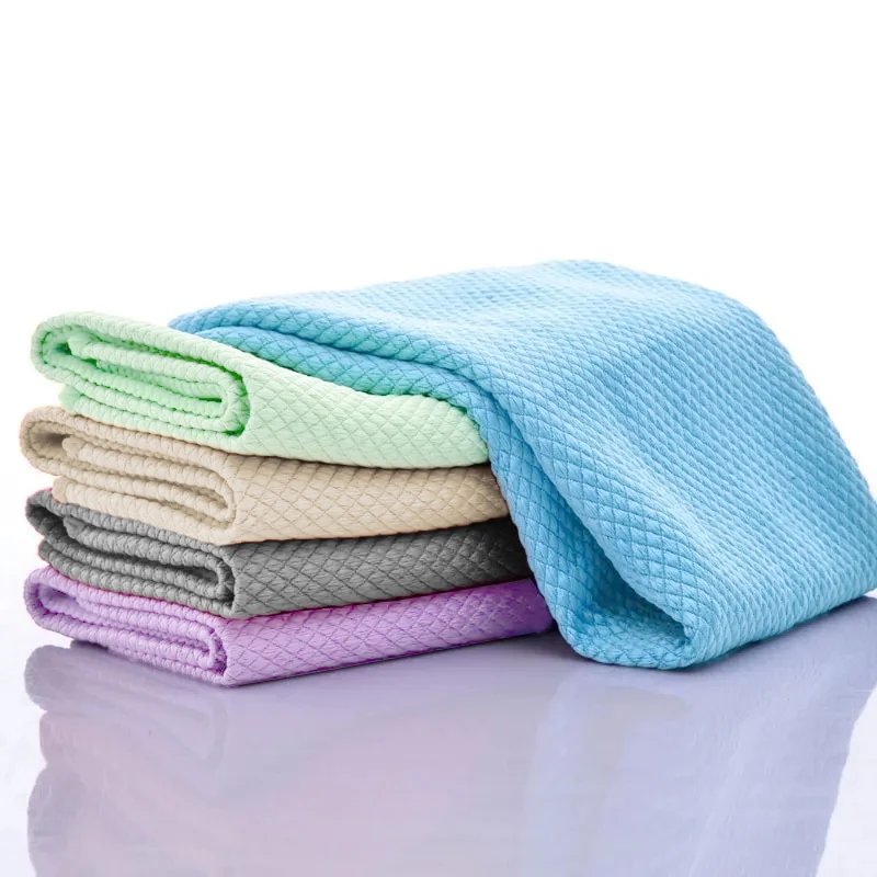 Microfiber Fish Scale Dishcloths Kitchen High Absorbent Oil-proof Washing Rag Glass Window Wipe Cloth Household Cleaning Cloths