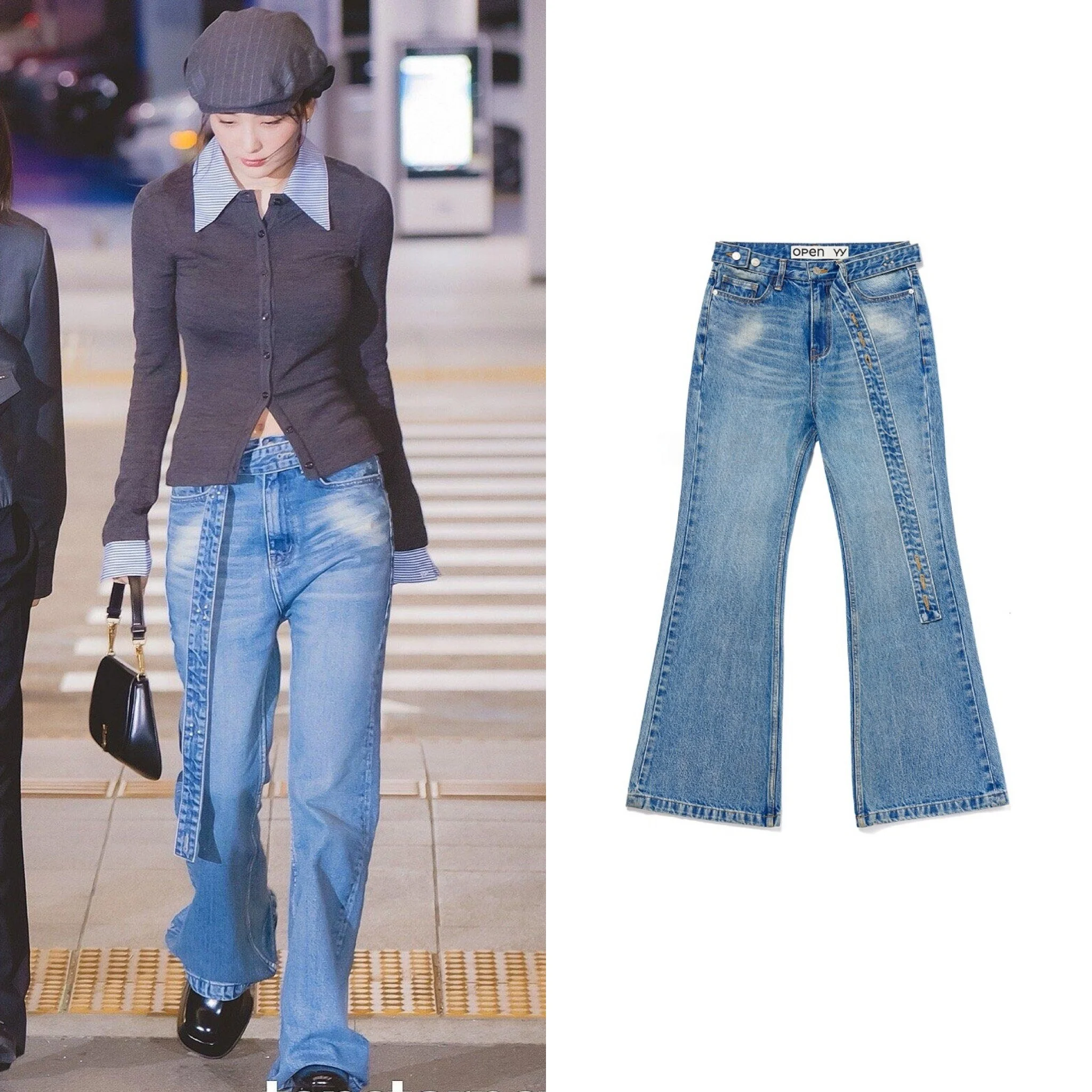 

Low Waist Bell Bot Loose Fit Jeans Celebri Sle Wide Leg Pants with Belt Long Trousers for Young Women Autumn Wear