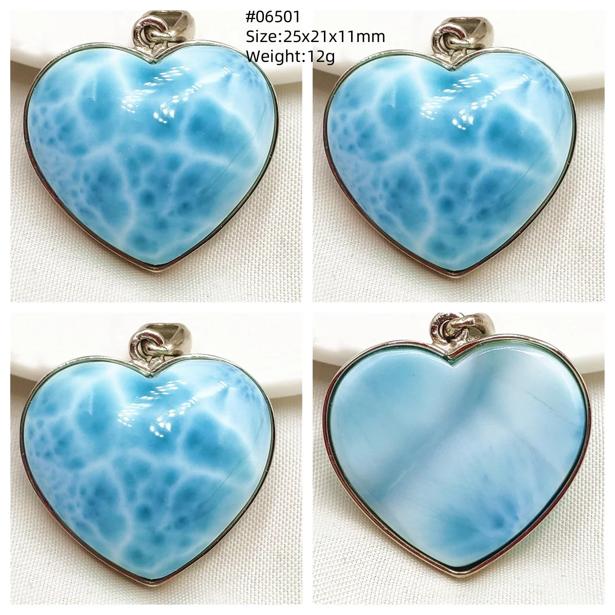 Natural Blue Larimar Pendant Women Men 22.6*15.6mm Water Pattern 18K Gold Crystal Love Necklace From Dominia AAAAAAA view 3