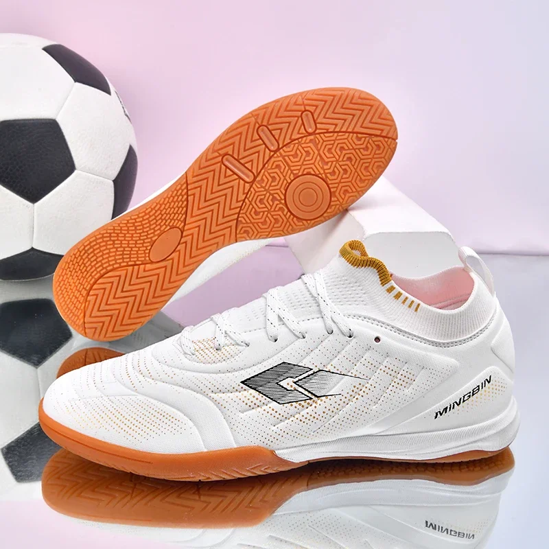 Football Boots for Men Indoor  Lightweight Soccer Shoes Court Sock Collar IC Flat Gum Non Slip Athletic Training Rubber Sole