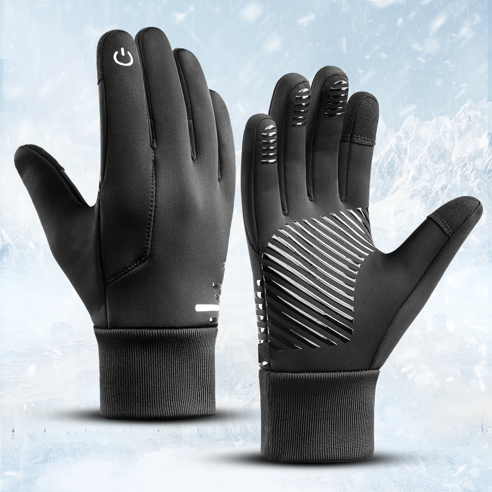 Winterhandschuhe für Herren und Damen, wasserdichtes Laufen und Radfahren, geeignet für kaltes Wetter, mit warmem und winddichtem Material