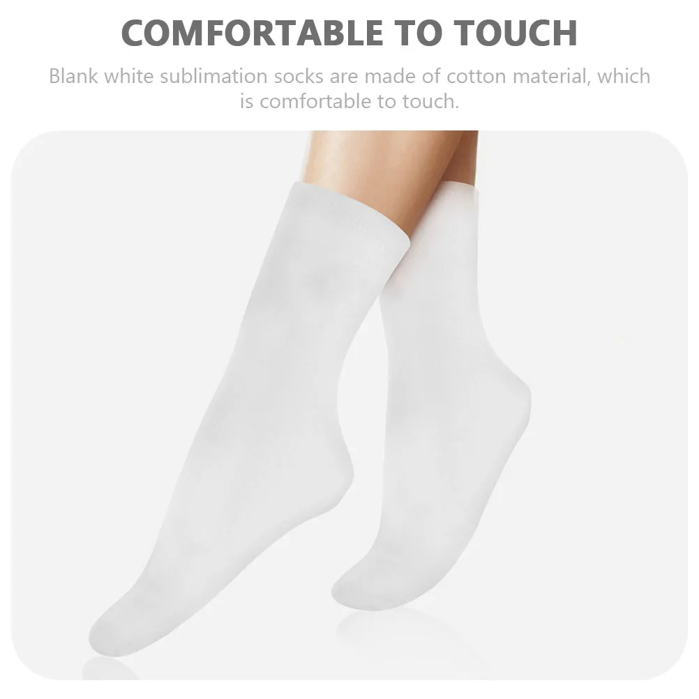 

6 Pairs Blank White Cotton Sublimation Digital Printed Heat Transfer Diy Printable Socks Double-Sided Printing Adult Unisex