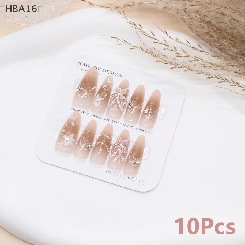 10Pcs Butterfly Press On Nails Gel Reusable Sort By Size Tips Fast Wearable Temperament Style Full Finished False Nails