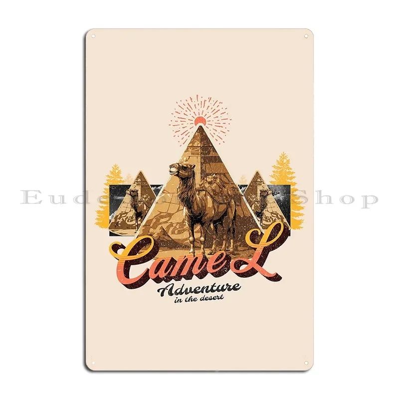 Vintage Camel Adventure In The Desert Metal Plaque Poster Club Kitchen Living Room Customize Wall Decor Tin Sign Poster