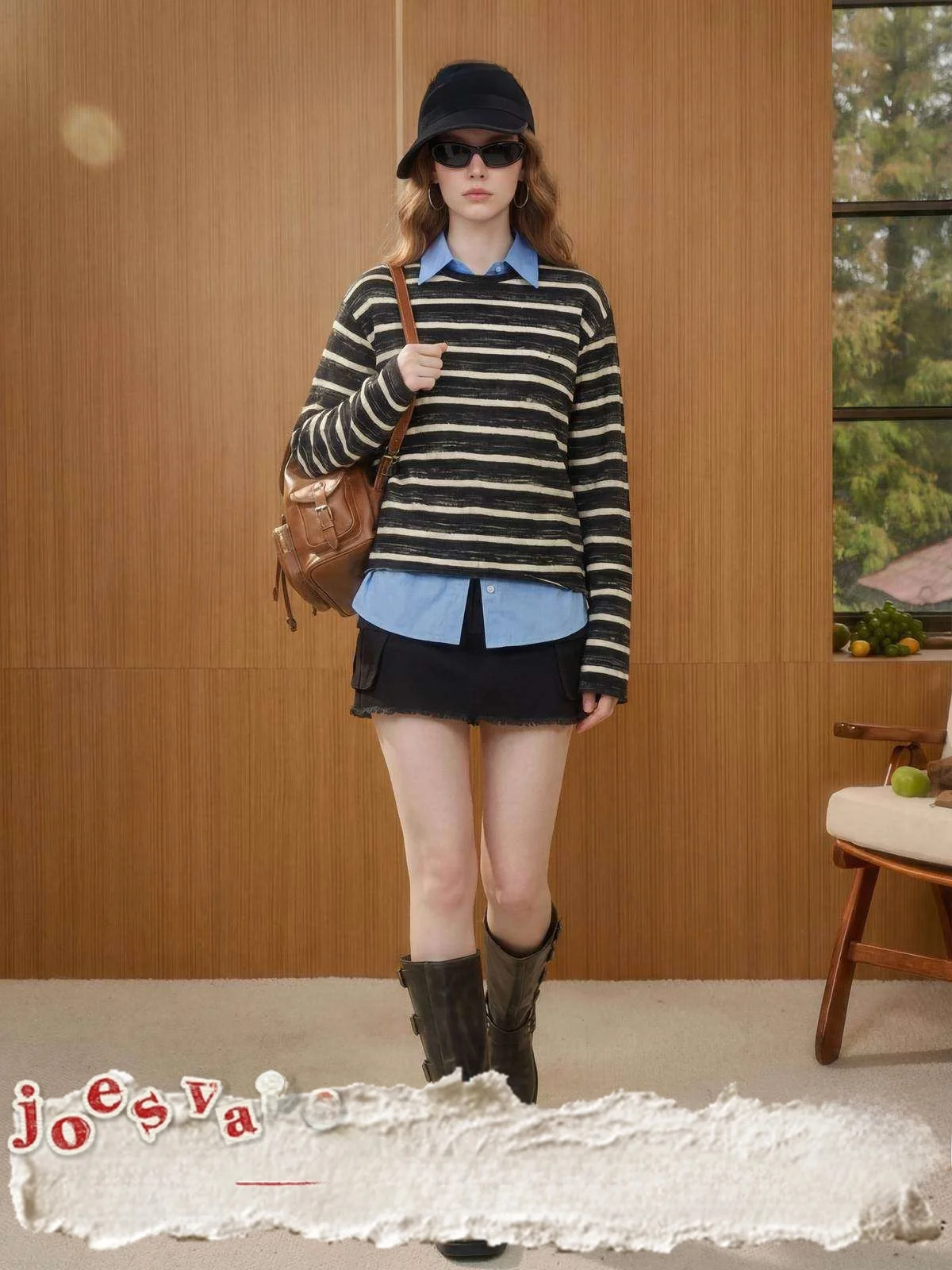 

Bla Casual Loose Long Sve T-irt for Women Vintage Sle Striped Knitted Top New Arrival Autumn 2025 Color Blo Design