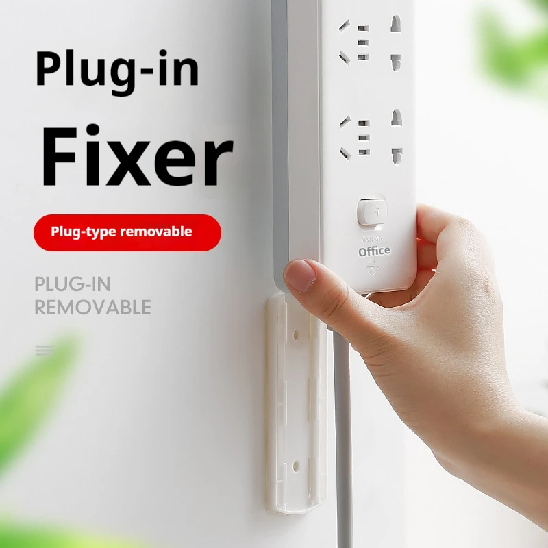 

Wall Mounted Socket Holder Fixer Patch Self-Adhesive Power Socket Strip Fixator Punch-free Plug Socket Organizer for Home Office