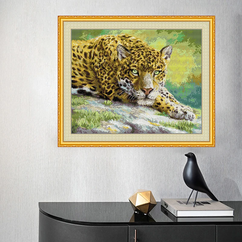 Joy Sunday Jaguar Animal Pattern Cross Stitch Kit completo Set di cucito fatto a mano fai da te 16ct artigianato decorazione della parete di casa