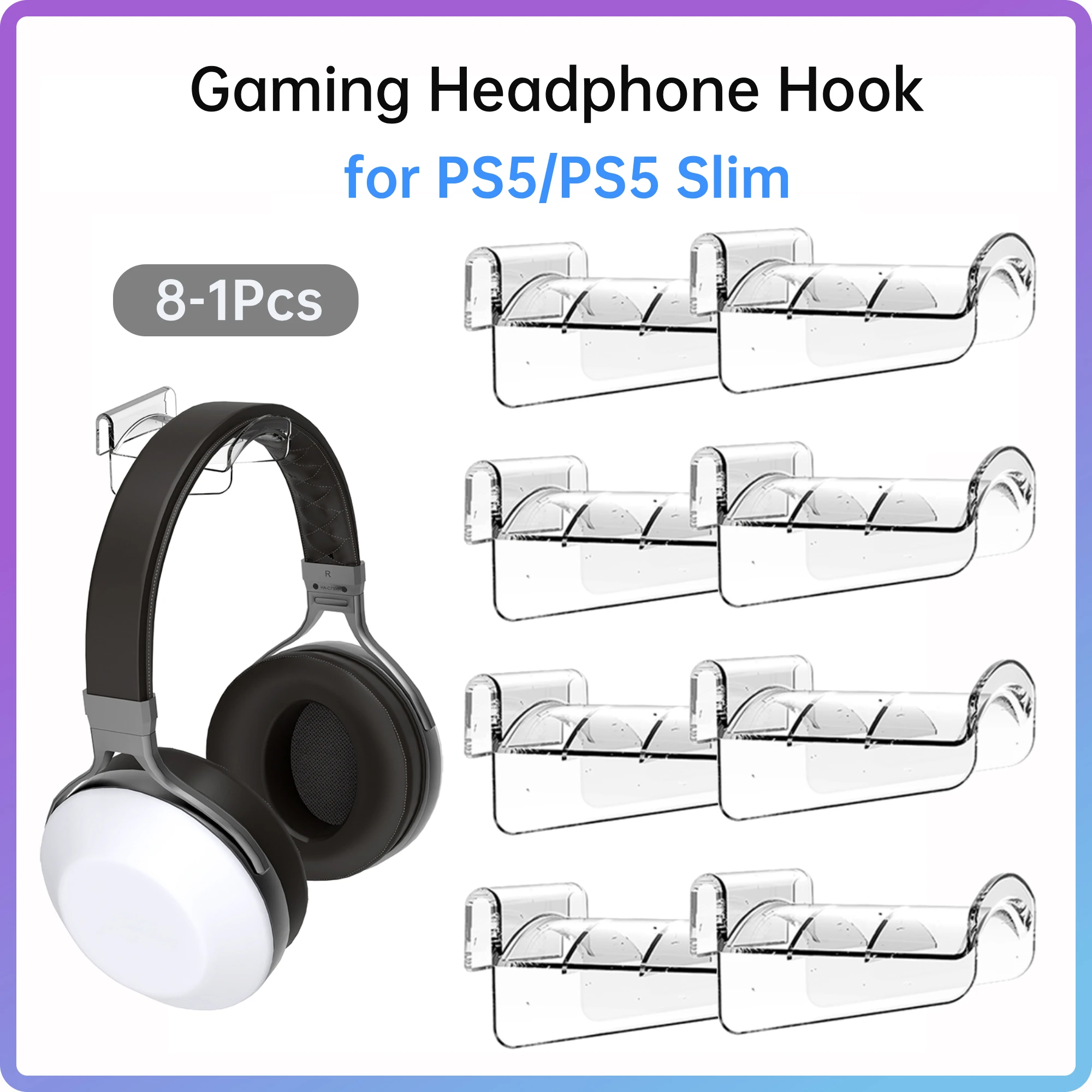 Gaming Headphones Stand Mount Transparent Headsets Hanging Hook Portable Holder for Playstation 5/PS5 Slim Console Accessories