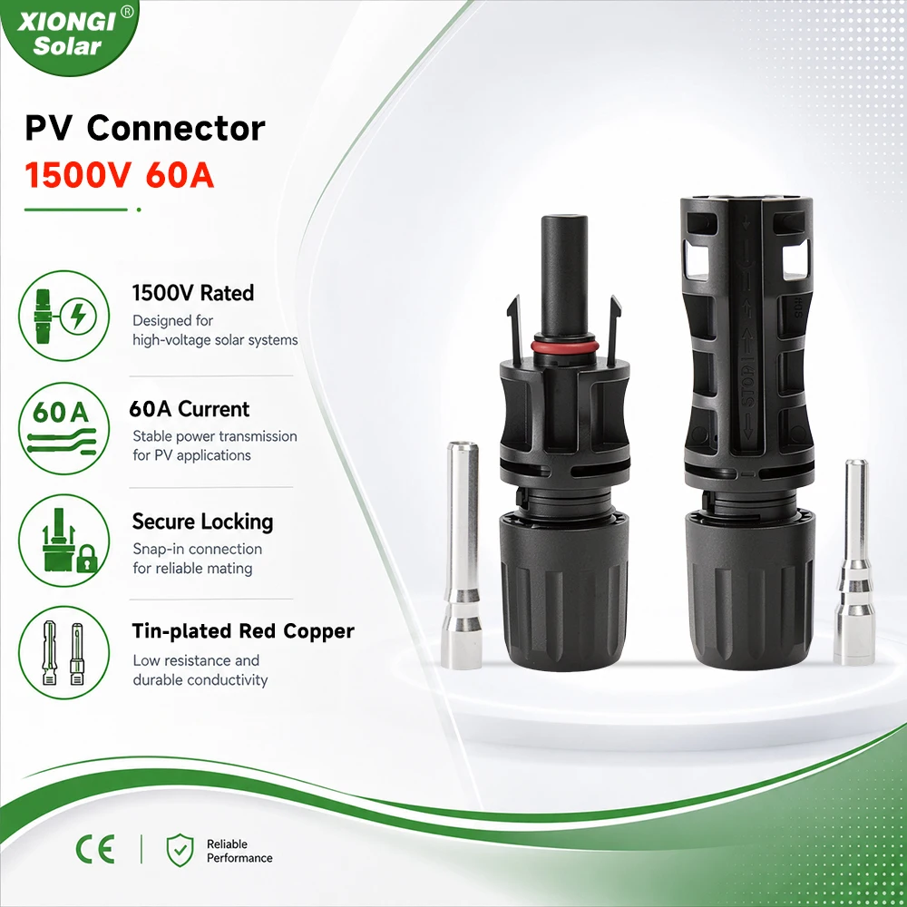 1 Pairs 1500V/60A Connector Male and Female Solar Panel PV Connector Used for Solar Cable 6mm2 10mm2