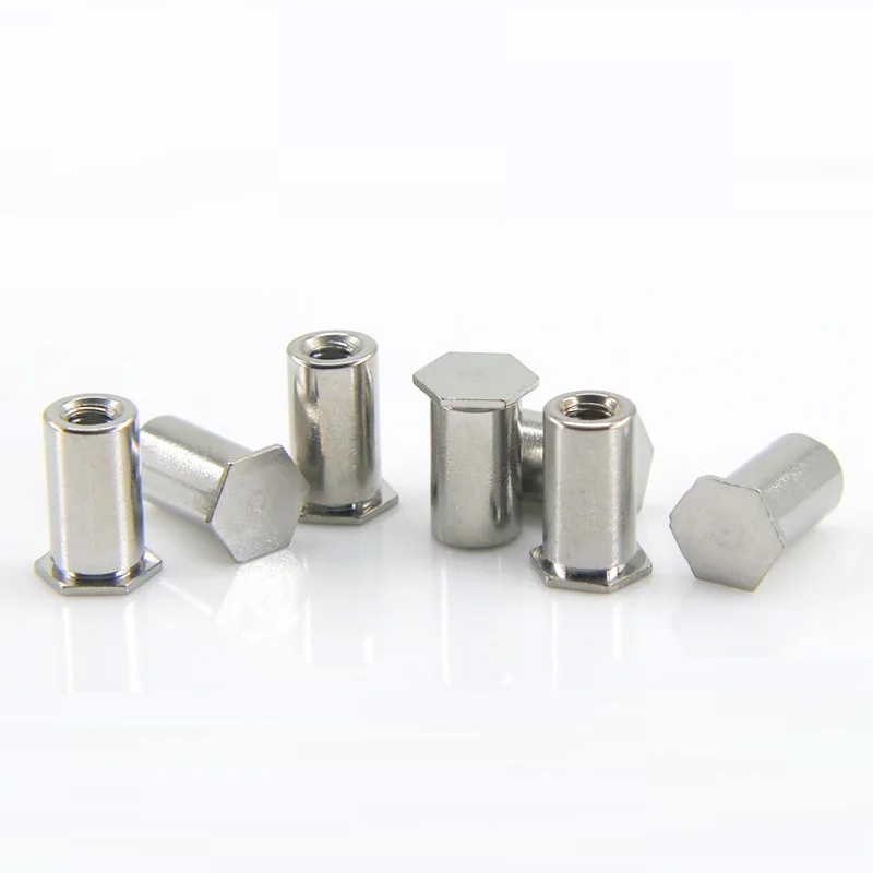 M4 M5 M6 304 Stainless Steel Bsos Hexagon Blind Hole Pressure Riveting Column Ressure Riveting Stud Screw Nut