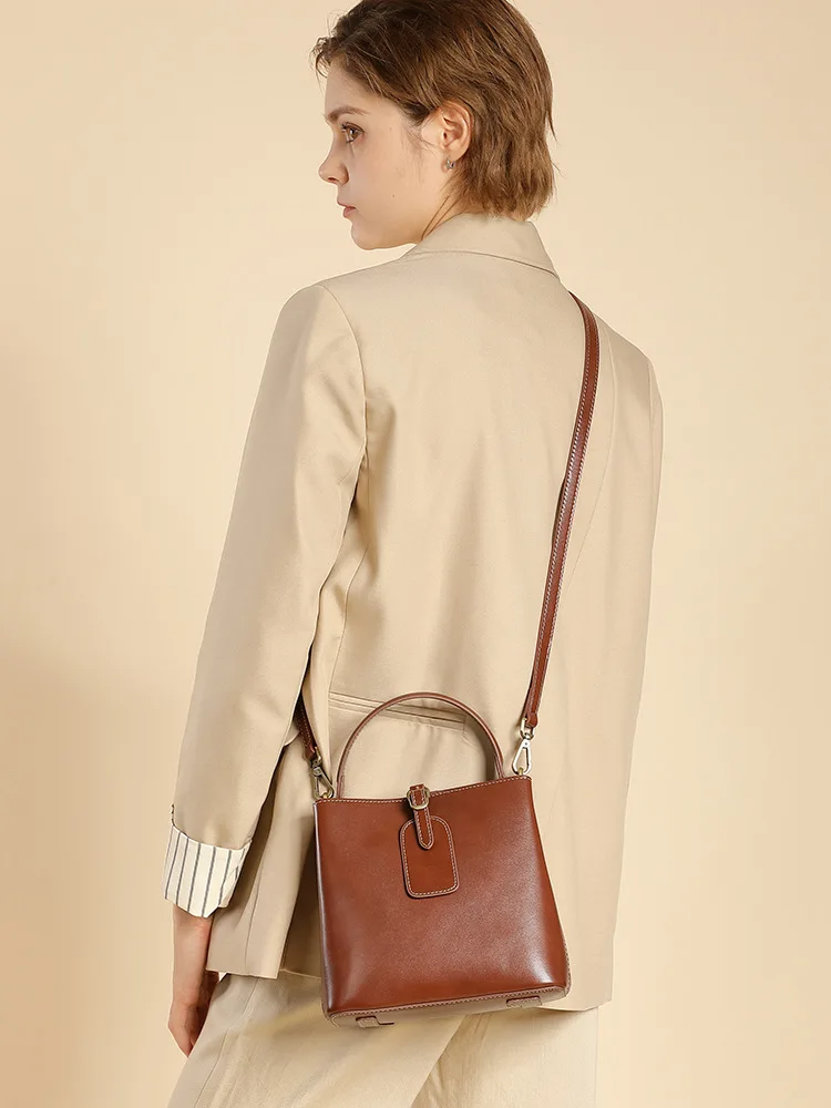 

Настоящие кожаные сумки для женщин, универсальная сумка-ведро, большая вместимость, сумка через плечо, большая сумка-тоут, высококачественная сумка