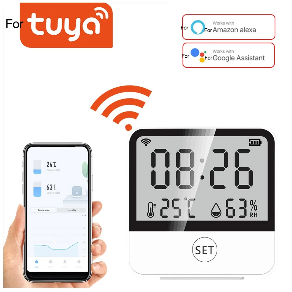 For Tuya Indoor Temperature Humidity Sensor with Wireless Remote Monitoring Signal Stability and Secure Data Communication