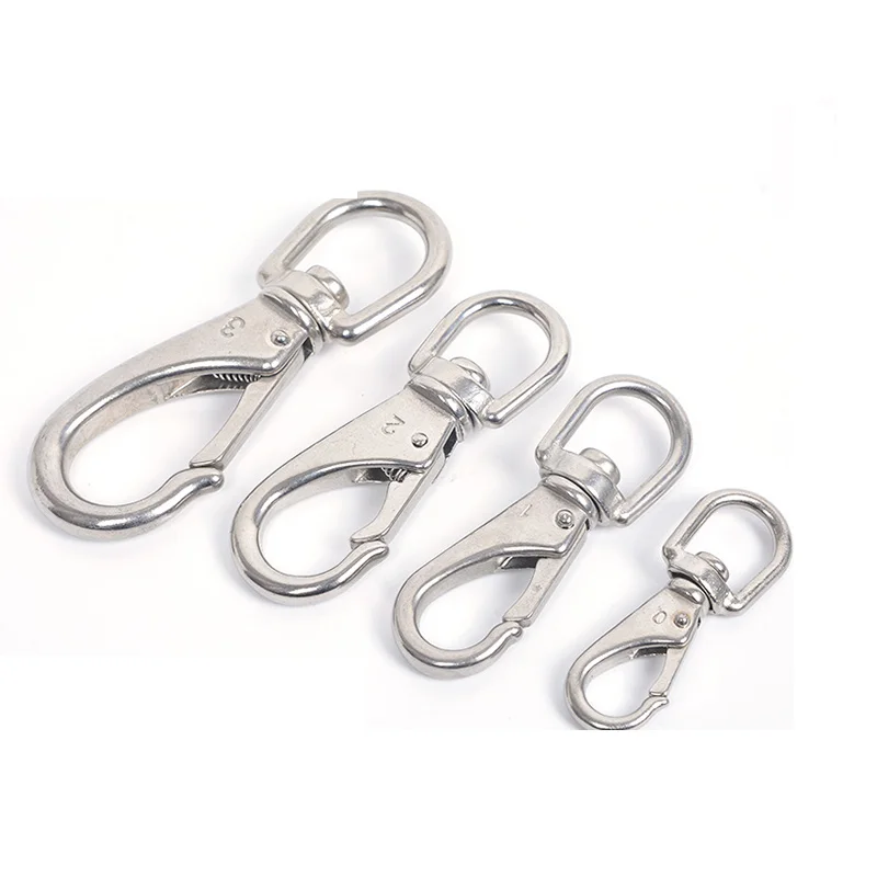 1pcs Large Swivel Lobster Clasps Trigger Clips 304Stainless Steel Spring Hooks Chain Buckle Keychain M4 M5 M7 All Size