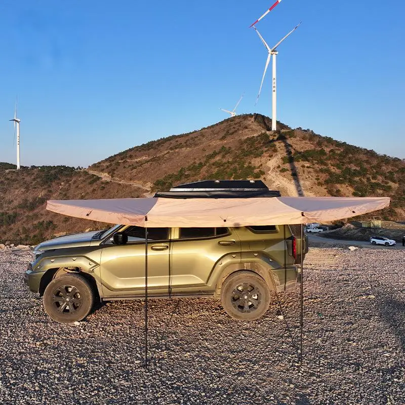 180 Car Awning,EM 4x4 Off-road Aluminum Waterproof Car 180 Awning  180 Degree Large Free Standing for Camping SUVs,2M