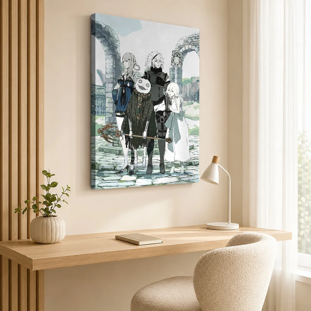 NieR Replicant Character Group Canvas Print Posters Sci Fi Style Wall Art With Personalized Photo For Media Room Ideal Teen Gift
