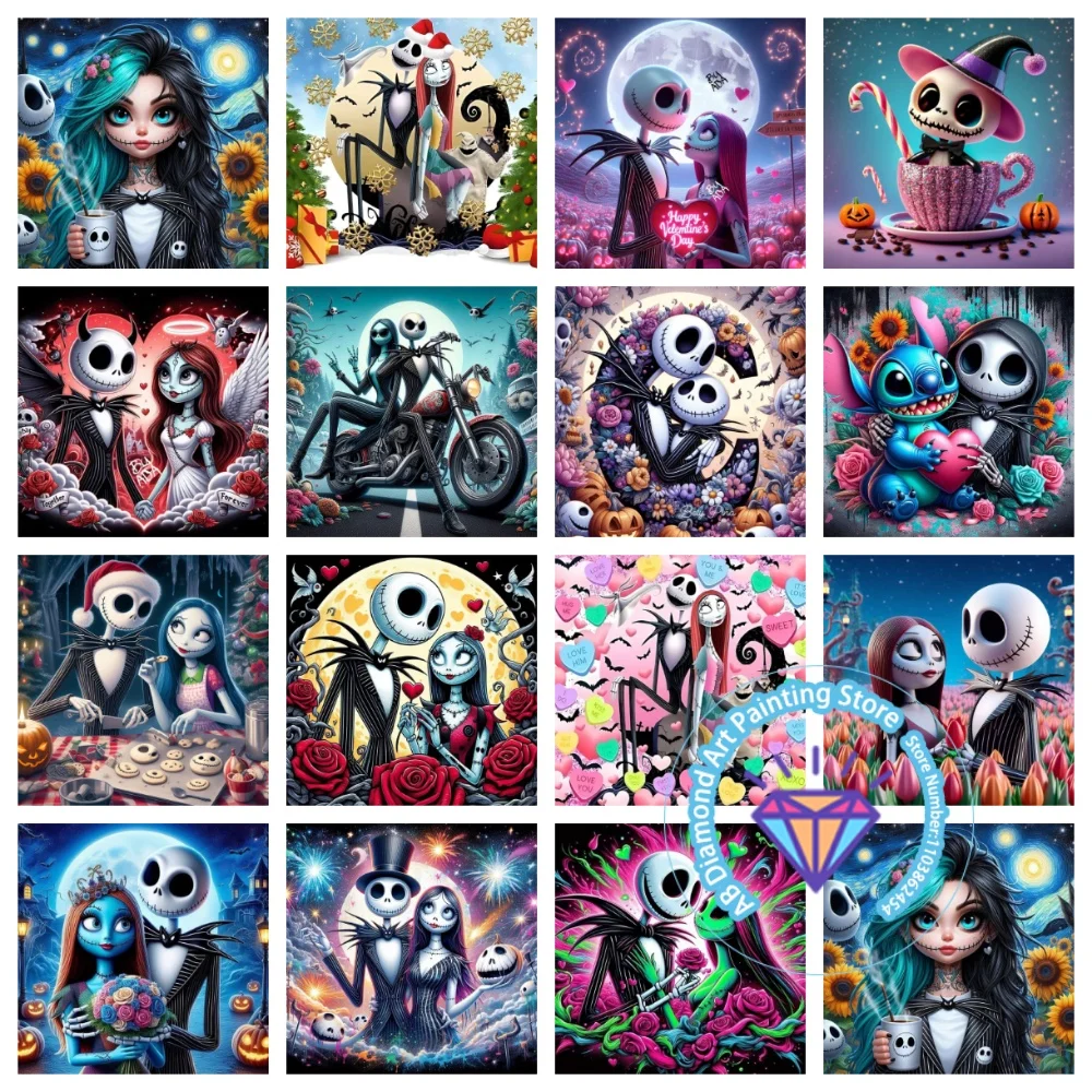 

The Nightmare Before Christmas Halloween AB Diamond Painting Kit Square Round Diamond 5D DIY Mosaic Handmade Art Gift Home Decor