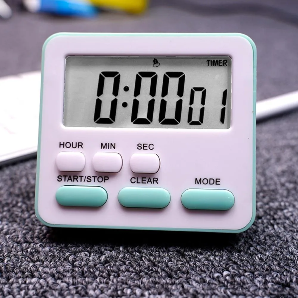 1Pcs Practical Sleep Cooking LCD Digital Display Countdown Stopwatch Kitchen Timer Alarm Clock With Flashing Light