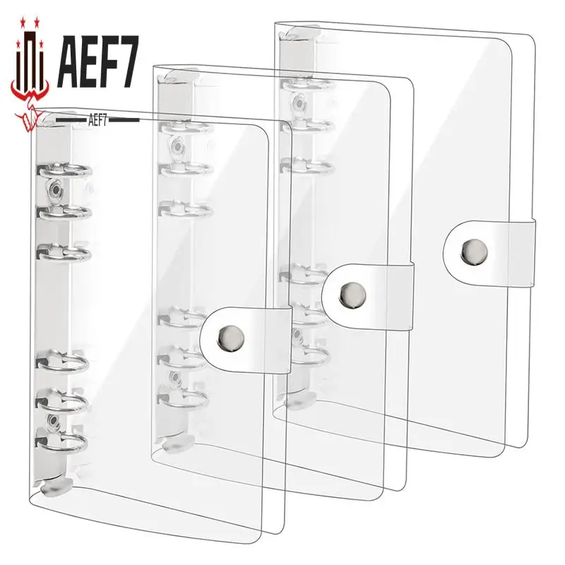 AEF7-3 Confezione A6 Trasparente Morbido PVC 6 Raccoglitore ad anelli Copertina trasparente Raccoglitore per notebook Raccoglitore A6 per notebook ricaricabile