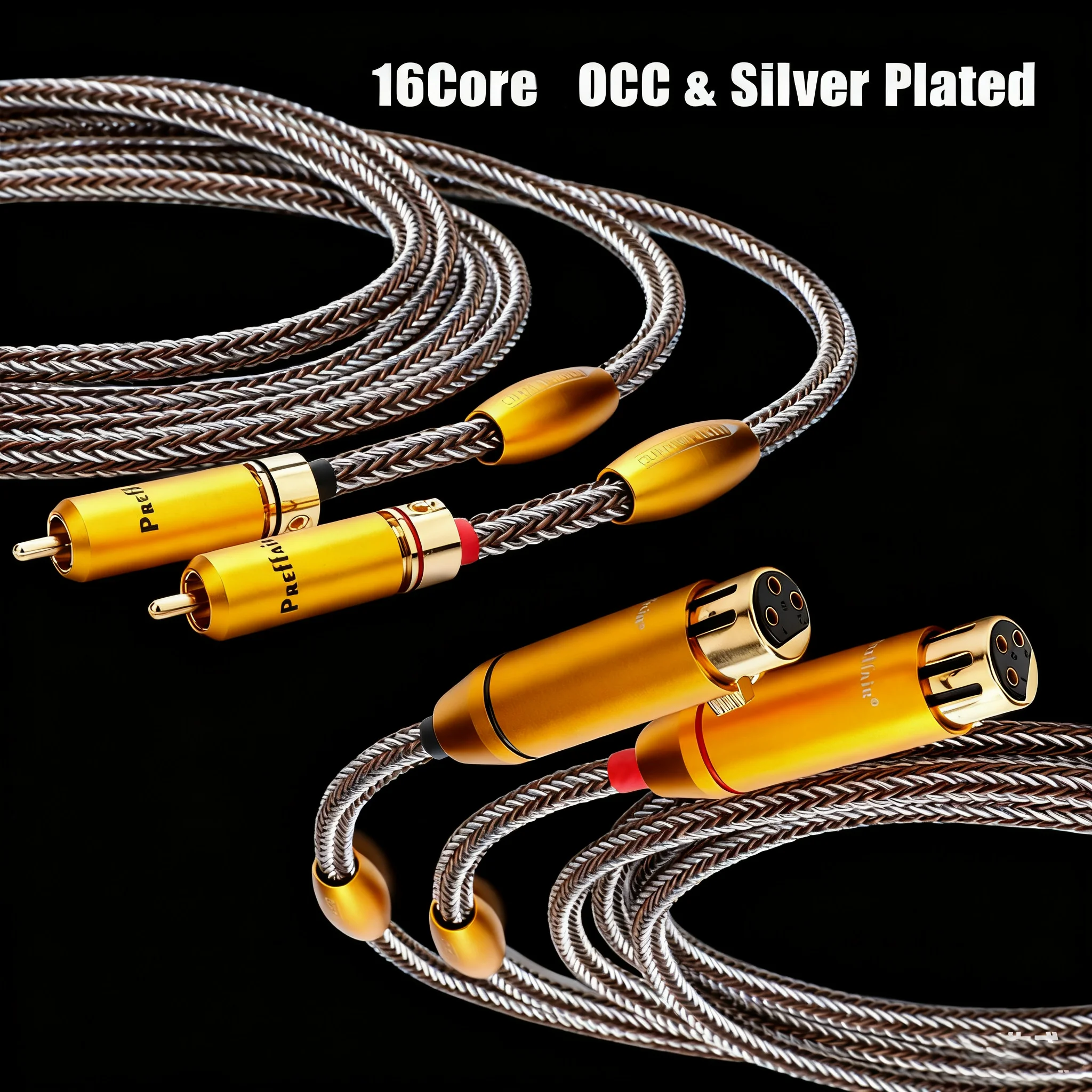 Pair 3Pin XLR Balanced Cable 16Cores OCC Silver Plated RCA Cable Compatible with CDS, Microphones