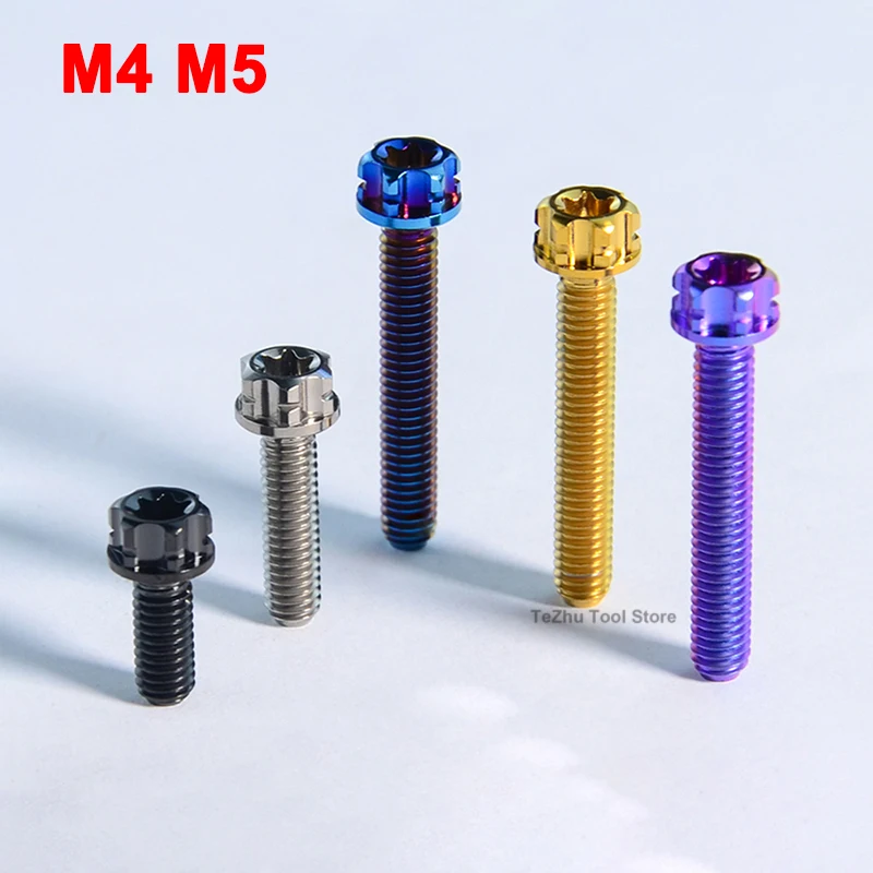 

1Pcs Titanium Alloy Bolt M4 M5 Pitch 0.7mm 0.8mm Flange Torx T20 T25 Head Screws For Motorcycle Calipers Refitted