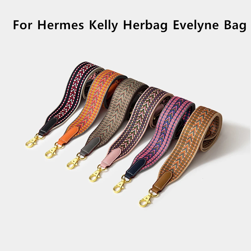 

Classic Pattern Hand Woven Bag Strap For Hermes Kelly Herbag Evelyne Shoulder Bag Handbag Replacement Canvas Wide Shoulder Strap