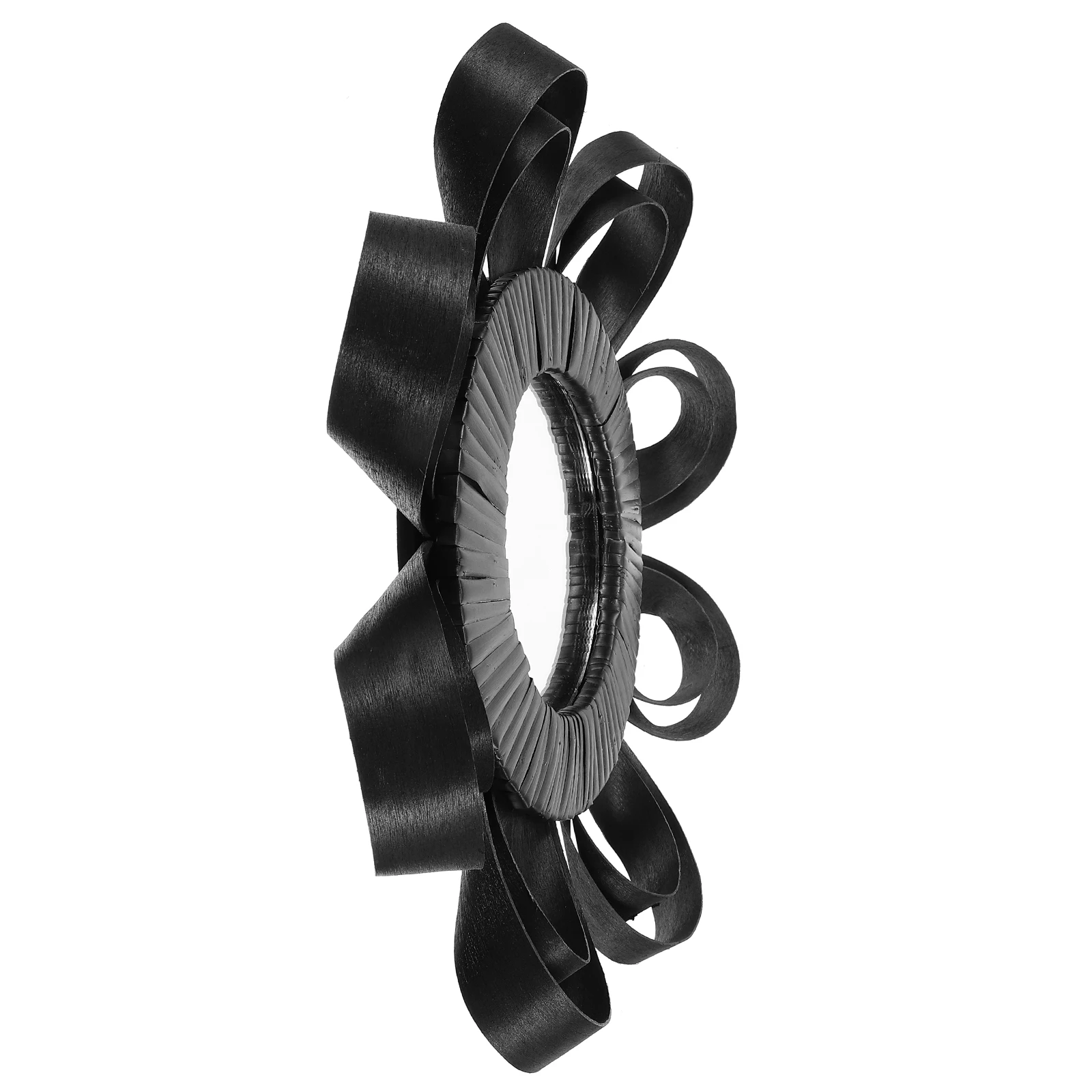 

for Rattan Makeup Mirror Vanity Mirrors Wall Mounted Dressing Flower Shape Black Wood