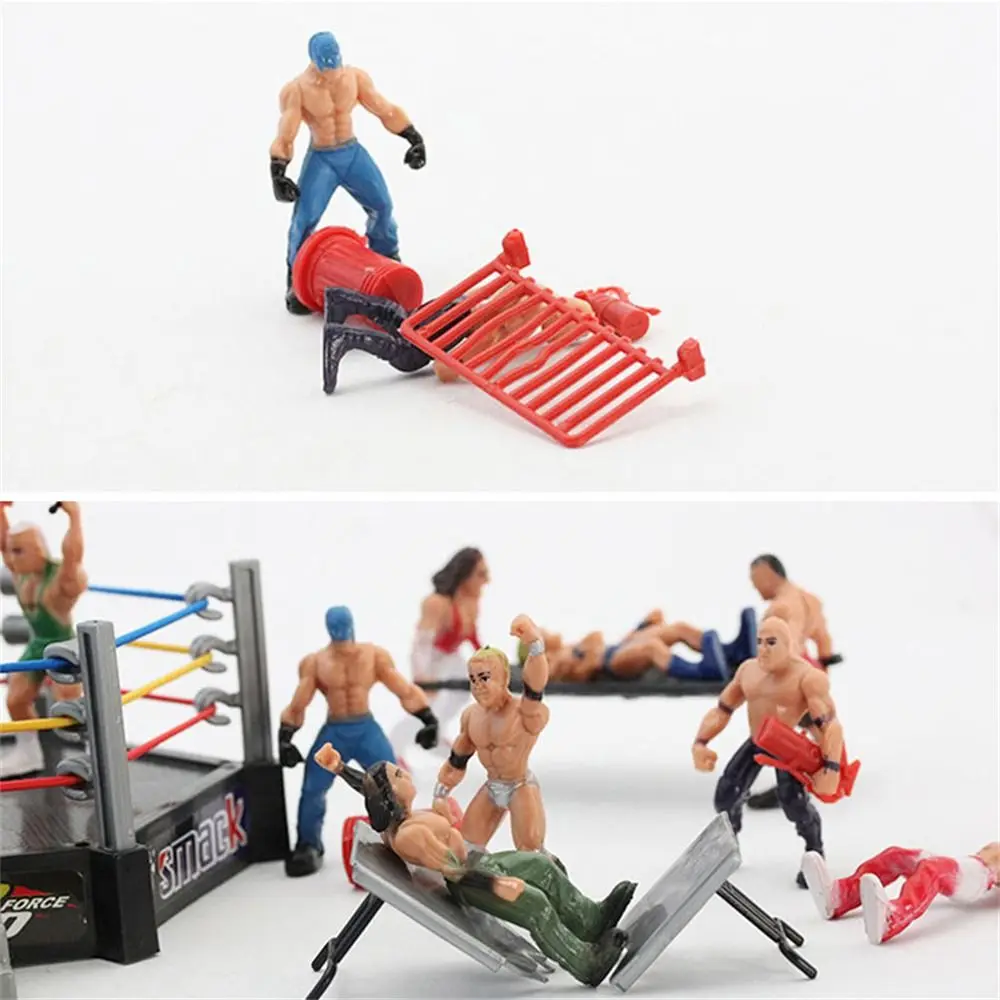 Stazione di combattimento Giocattoli da wrestling Arena Cage assemblato Wrestling Figure Wrestler Atleta Giocattoli in miniatura Gladiatore Model Set