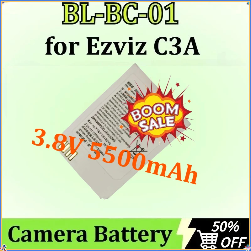 

New BL-BC-01 for Ezviz C3A Home Security Camera Batteries Replacement Monitoring Wireless Camera Battery 3.8V 5500mAh 20.9Wh