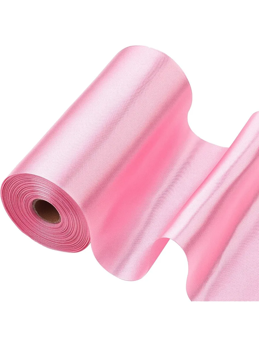 27 Yards x 6 Inch Wide Double Faced Satin Ribbon Roll Pink Polyester Solid Fabric Large Ribbon for Gift Wrapping Grand Opening