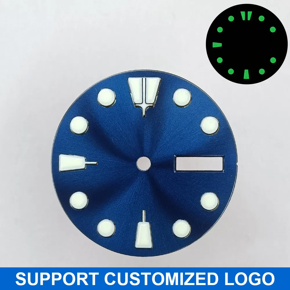 Dial 28.5Mm Dial Bercahaya Cocok untuk Modifikasi Bagian Perakitan Jam Tangan Mekanis Pergerakan NH-36 LOGO/Nama Kustom