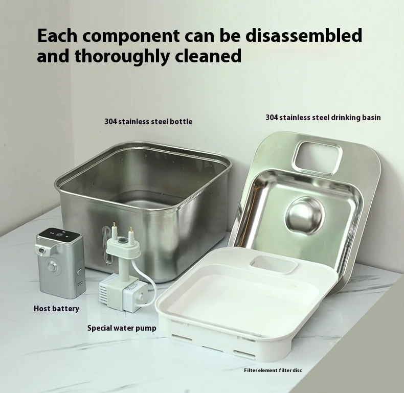 Wireless Unplugged Automatic Water Smart Sensing Dog and Cat Water Dispenser 304 Stainless Steel Pet Water Dispenser